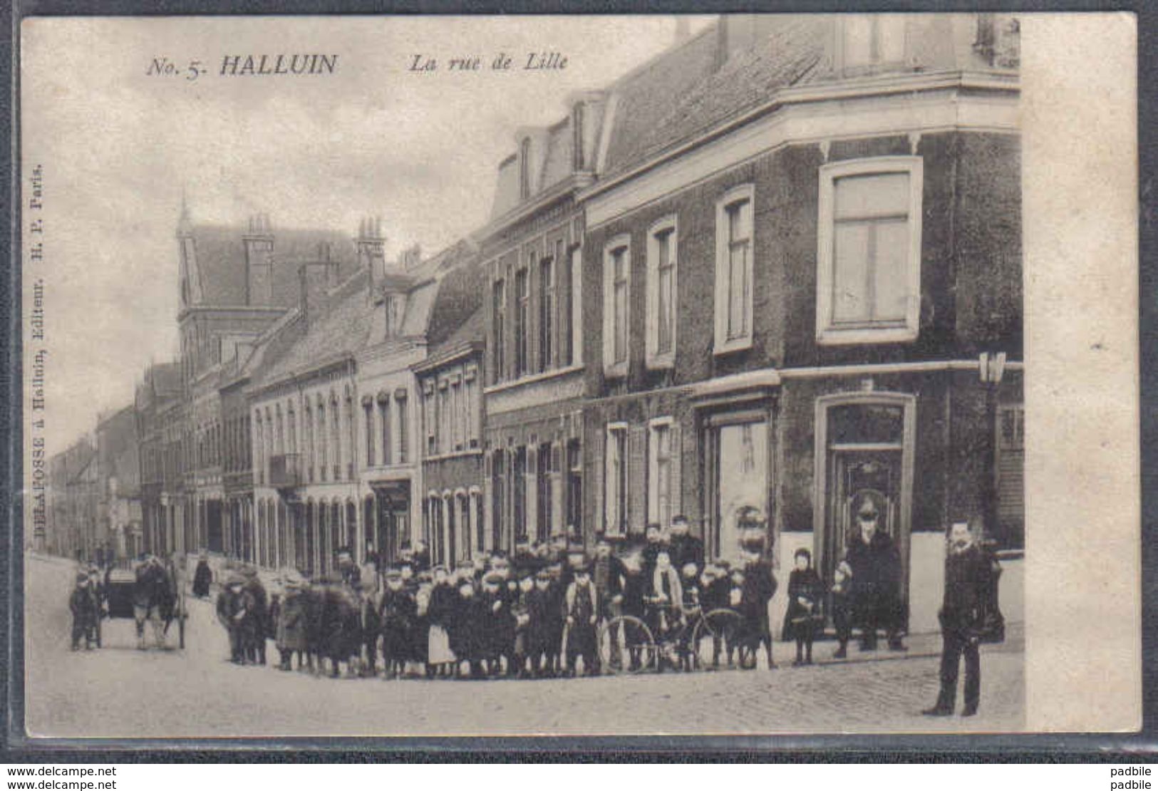 Carte Postale 59. Hallluin La Rue De Lille Trés Beau Plan - Autres & Non Classés