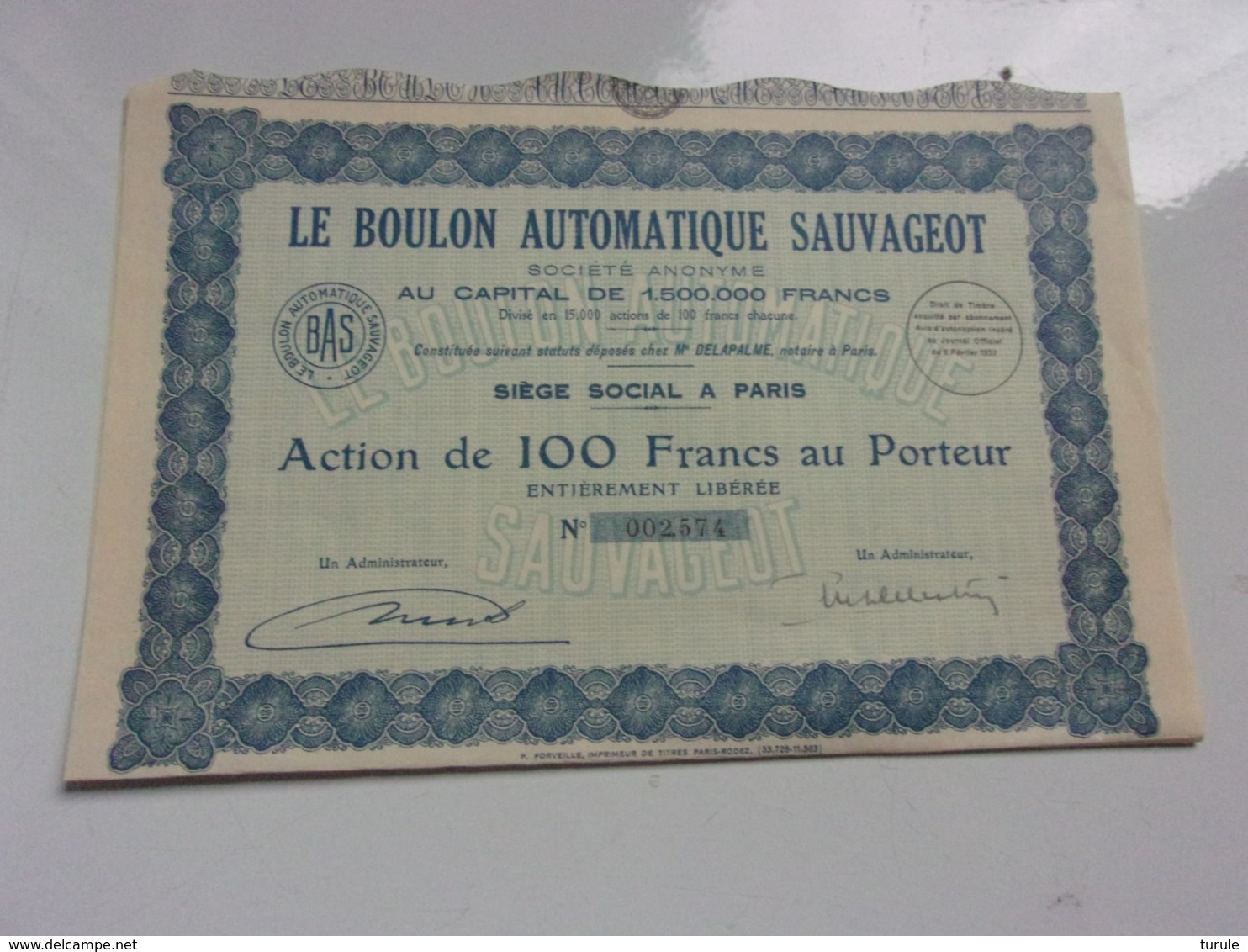 LE BOULON AUTOMATIQUE SAUVAGEOT (1933) - Autres & Non Classés