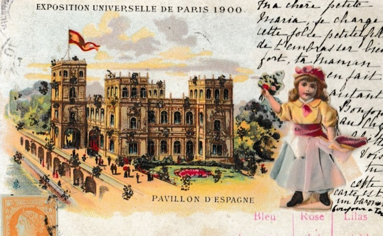 75  PARIS  :  CARTE  SYSTEME  BAROMETRE  -  EXPOSITION  UNIVERSELLE  1900  .  (  PETITE  FILLE  EN  AJOUTIS )  . - Exposiciones