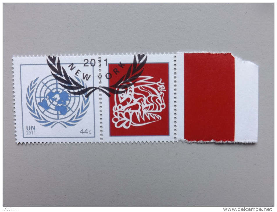 UNO-New York 1244 Sc 1021 Mit Zierfeld, Oo/ESST New York, Grußmarke Jahr Des Hasen - Used Stamps