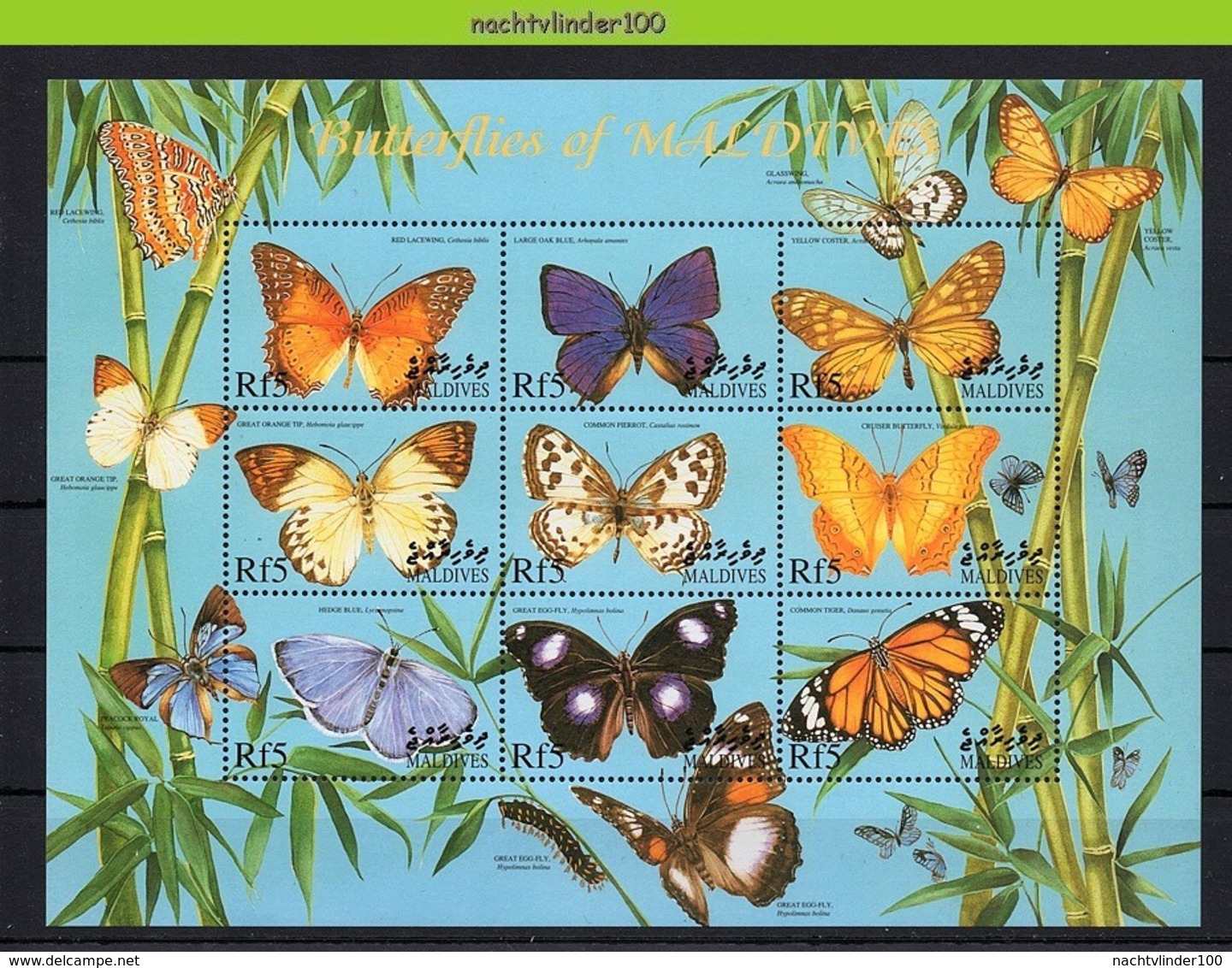 Nff022b FAUNA VLINDERS BUTTERFLIES SCHMETTERLINGE MARIPOSAS PAPILLONS MALDIVES 2000 PF/MNH # - Vlinders