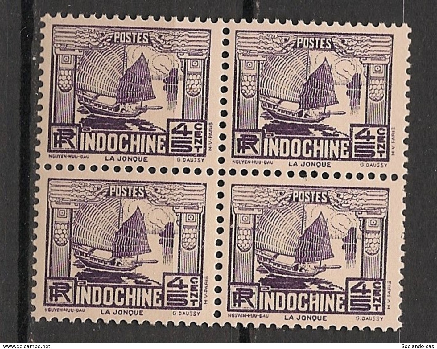 Indochine - 1931 - N°Yv. 154 - Jonque 4/5c - Bloc De 4 - Neuf Luxe ** / MNH / Postfrisch - Neufs