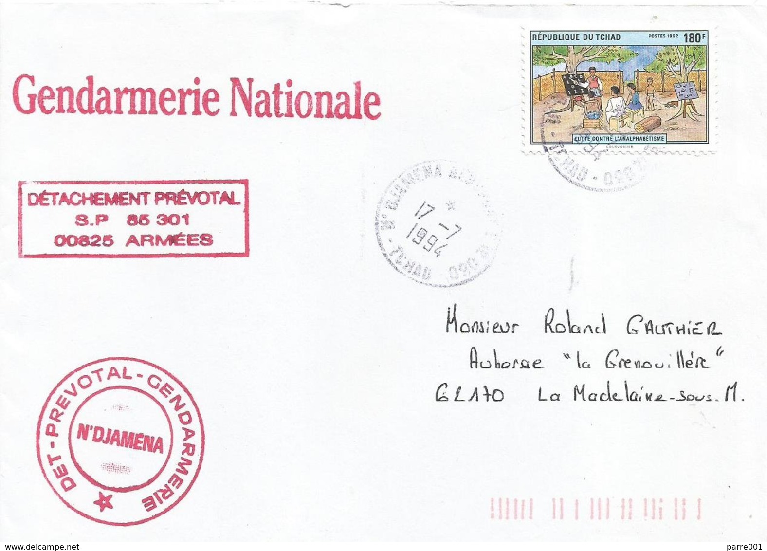 Tchad 1994 Ndjamena Operation Epervier Gendarmerie Military Cover - Militaria