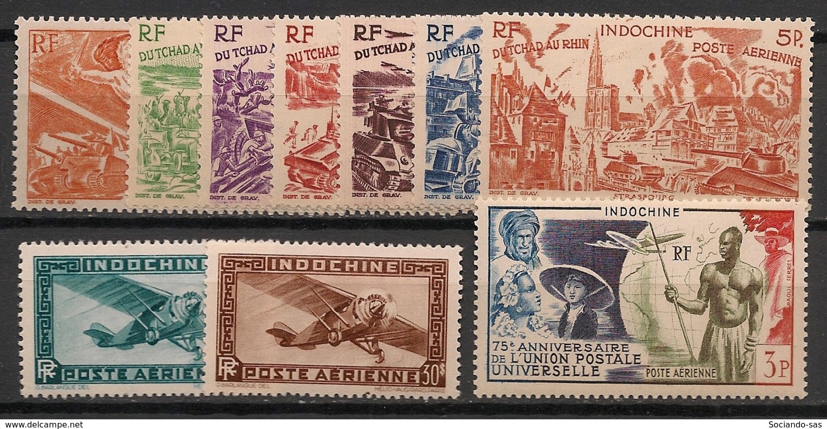 Indochine - 1946-49 - Poste Aérienne N°Yv. 39 à 48 - Complet 10 Valeurs - Neuf Luxe ** / MNH / Postfrisch - Poste Aérienne