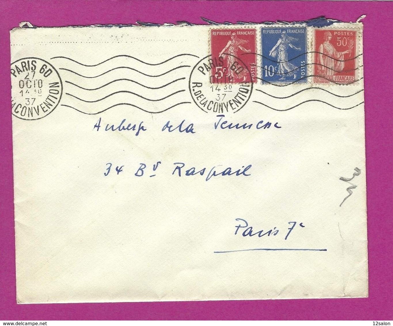 FRANCE Lettre TYPE SEMEUSE PAIX Obl PARIS 60 - 1921-1960: Période Moderne