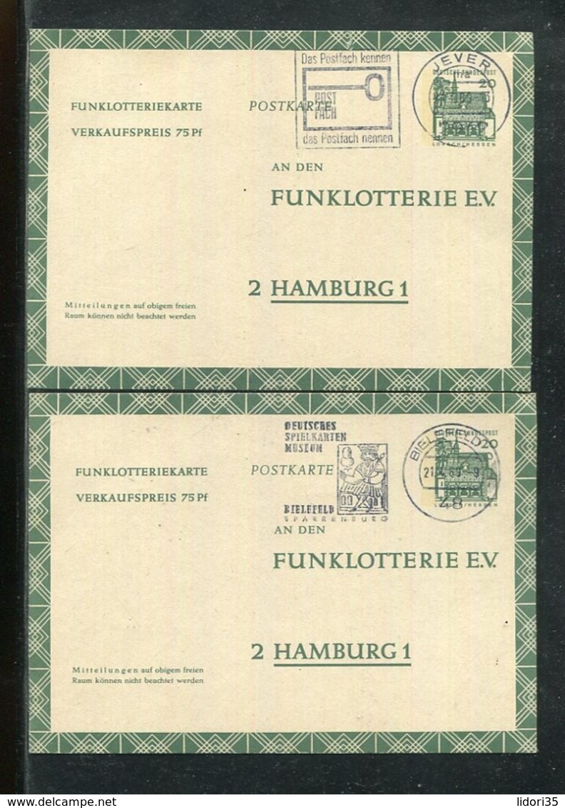 Bundesrepublik Deutschland / 1969 / 2 Funklotterie-Postkarten O (24554) - Postkarten - Gebraucht