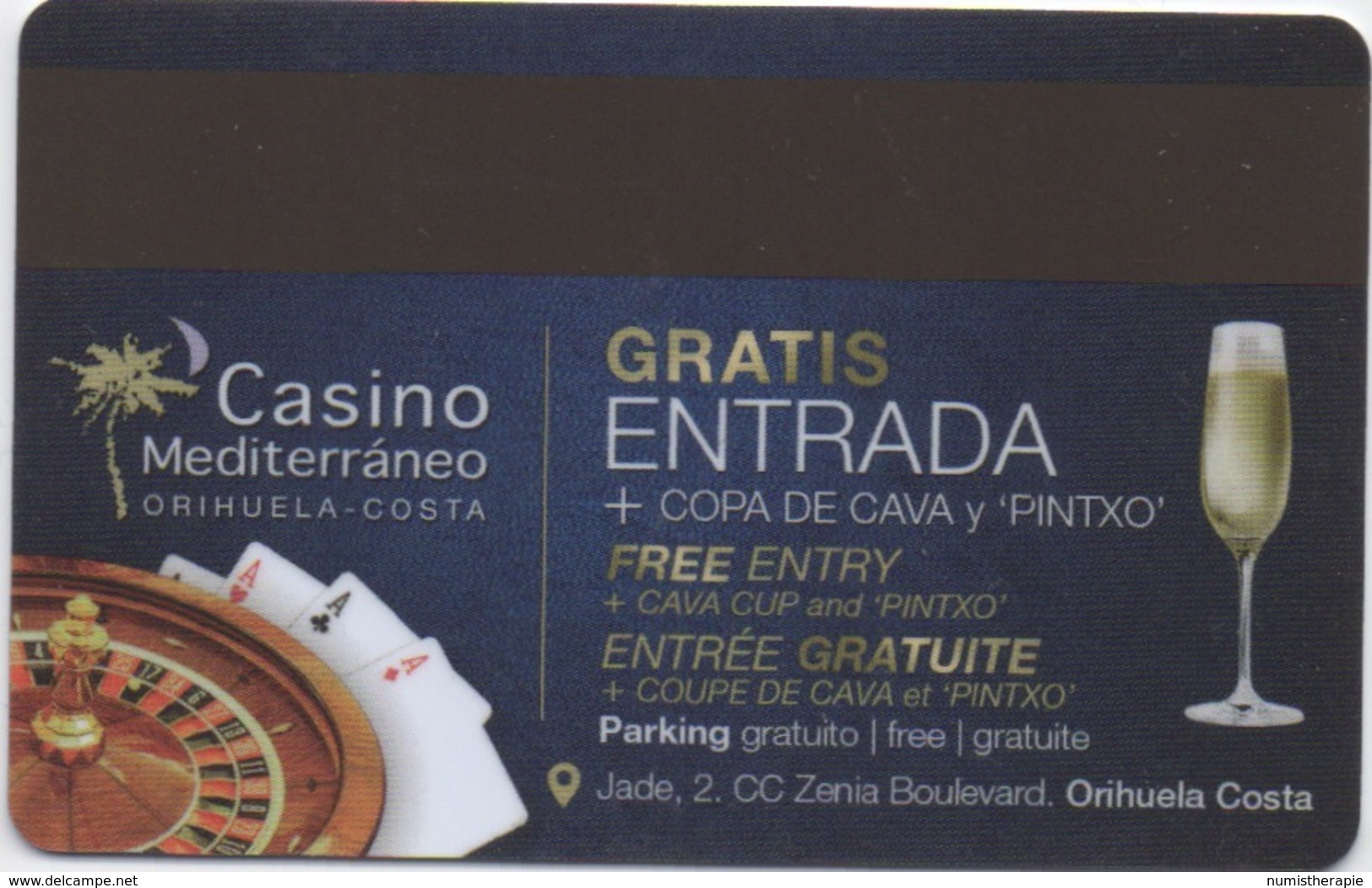 Carte Clé Hôtel Bahía-Traíña Avec Invitation Au Casino Mediterráneo Orihuela Costa - Cartes D'hotel