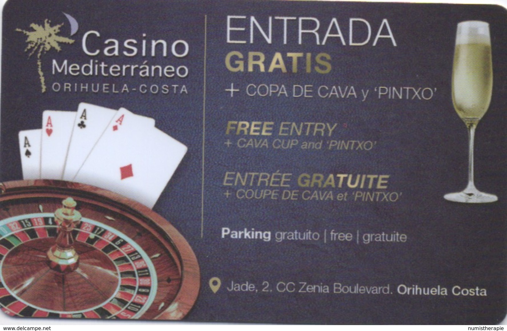 Carte Clé Hôtel Thalasia Costa De Murcia Avec Invitation Au Casino Mediterráneo Orihuela Costa - Cartes D'hotel