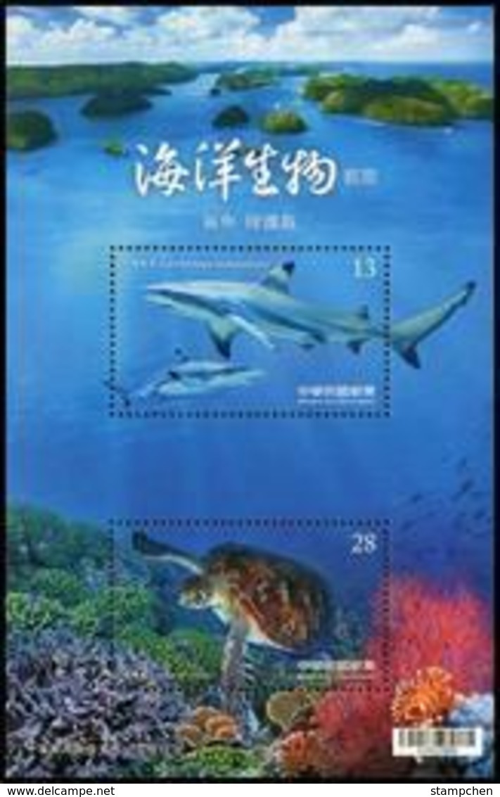 2018 Shark & Sea Turtle Stamps S/s Marine Life Fish Coral Island Endangered WWF Joint With Palau - Iles