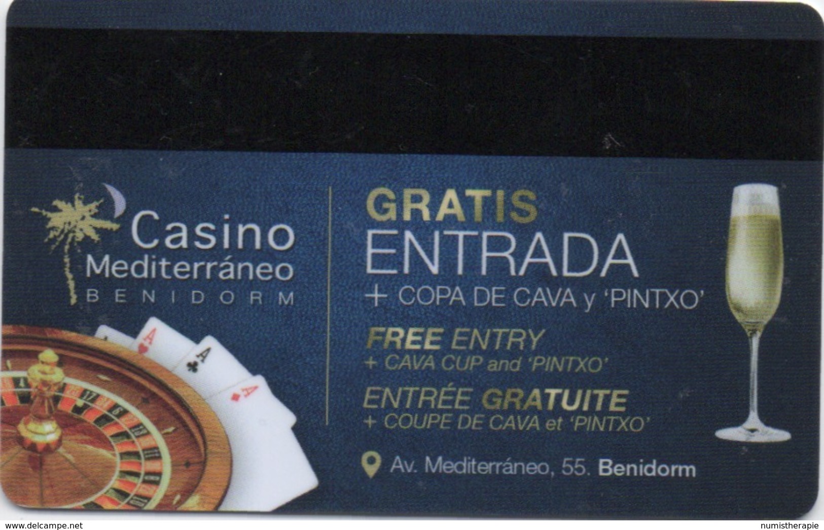 Carte Clé Hôtel Avec Invitation Au Casino Mediterráneo Benidorm - Cartes D'hotel