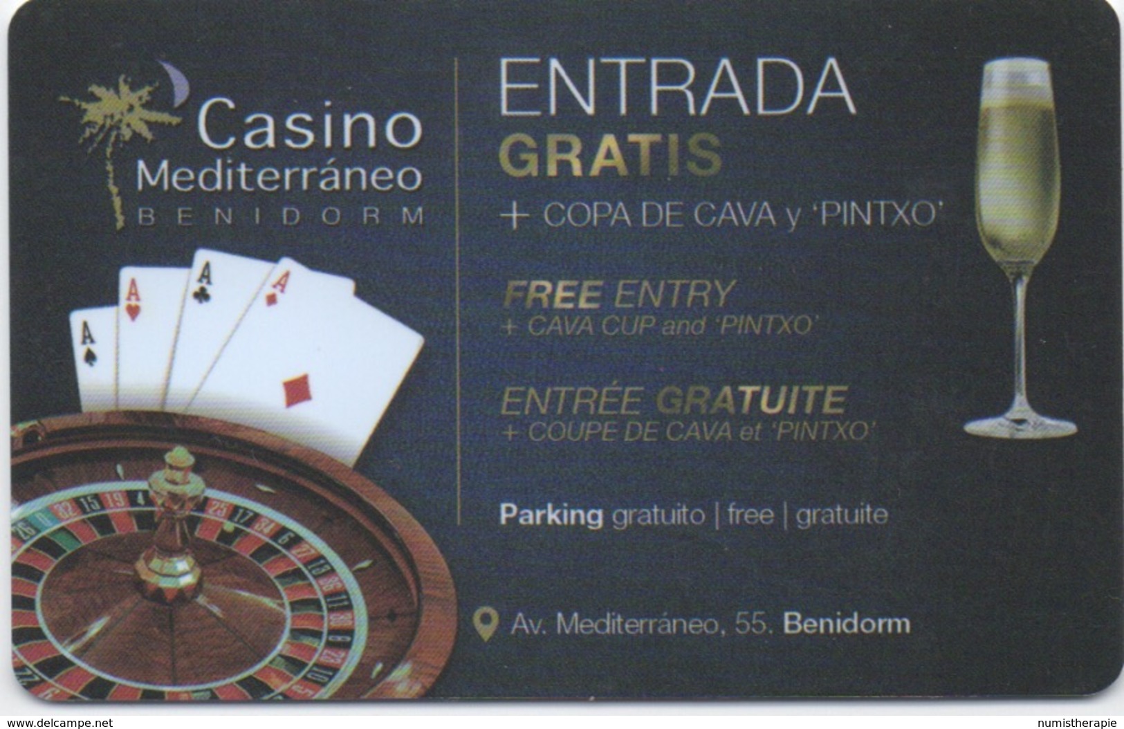 Carte Clé Hôtel Port Hotels Avec Invitation Au Casino Mediterráneo Benidorm - Cartes D'hotel