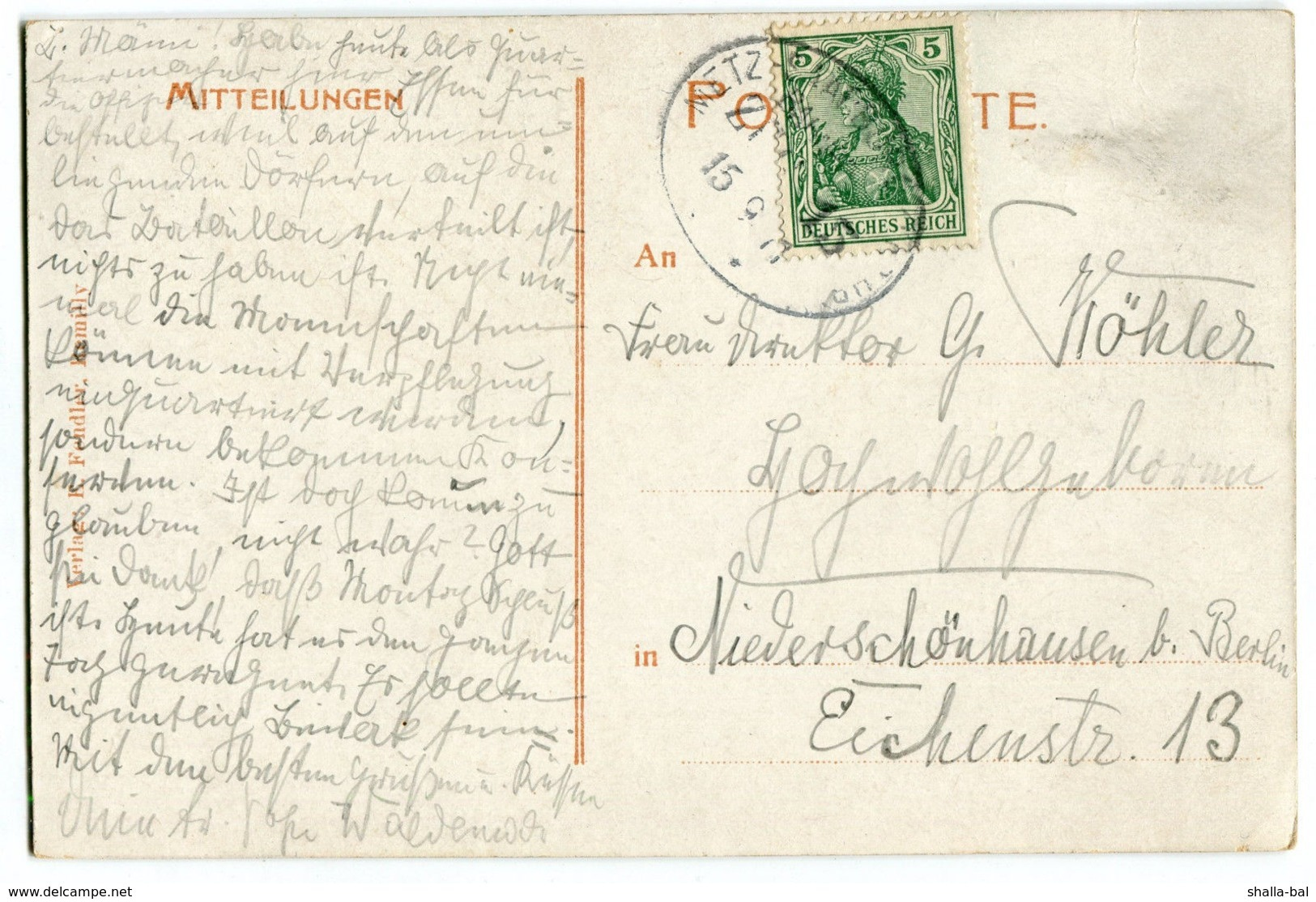 Frankreich - Remilly Chateau Peupion -Villa Masson Bahnpost -gel.1911 - Other & Unclassified