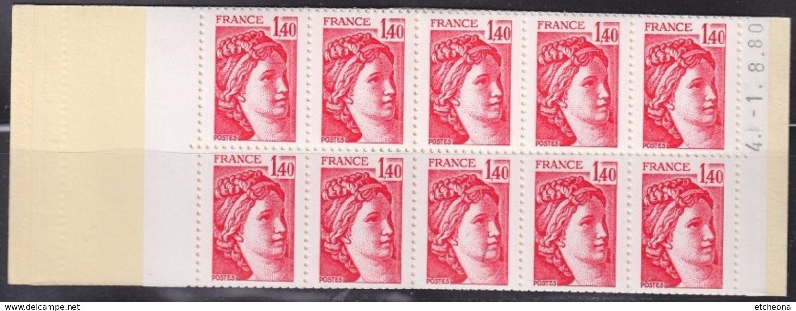 Sabine De Gandon Carnet 2102-C7 Ouvert  Neuf  1f40 Rouge Code Postal Rouge Daté 4.1.8.80 - Autres & Non Classés