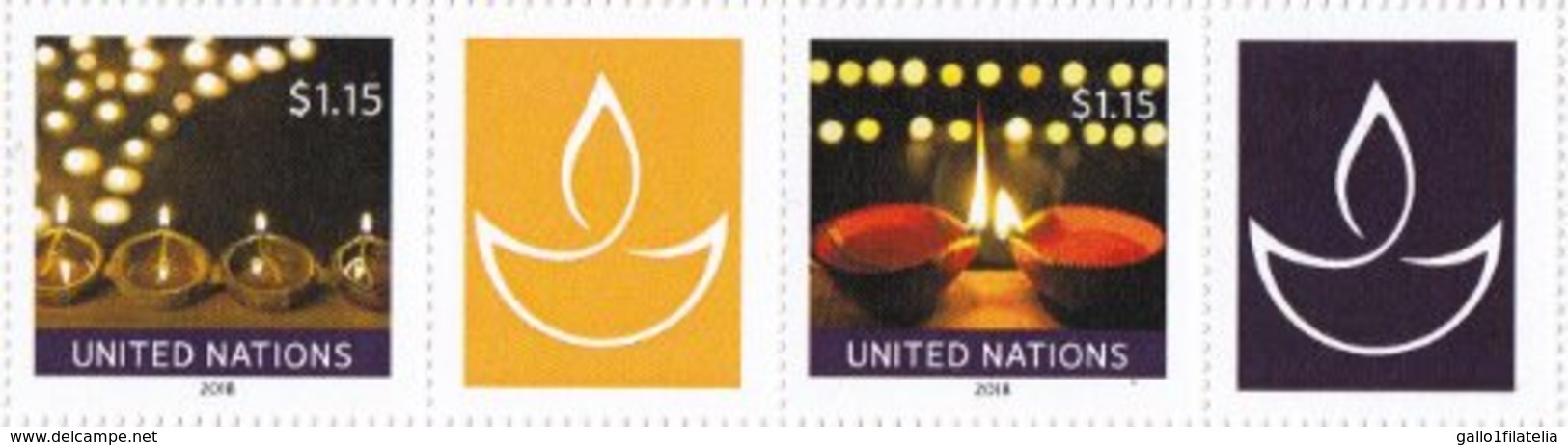 2018 - O.N.U. / UNITED NATIONS - NEW YORK - FRANCOBOLLI DA FOGLIO FRANCOBOLLI PERSONALIZZATI - HAPPY DIWALI. MNH - Blocchi & Foglietti