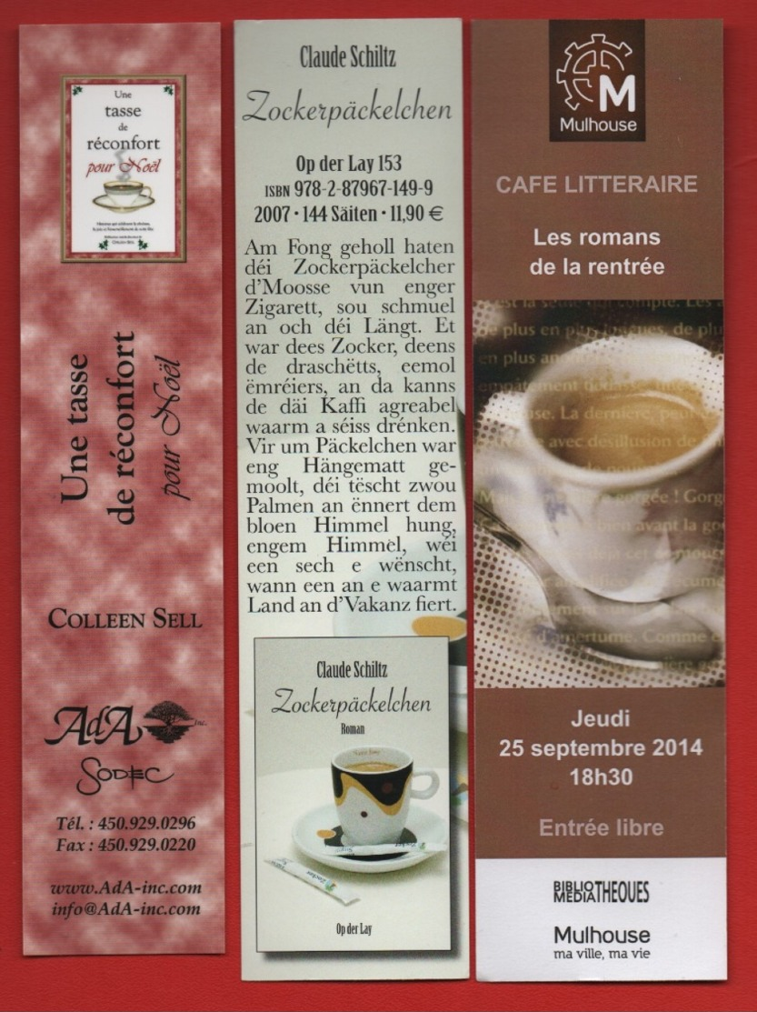 *226*  THEME : TASSE A CAFE  -  SERIE 3 MARQUE PAGE - Marque-Pages