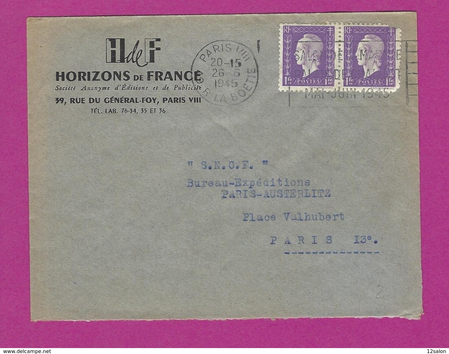 FRANCE Lettre TYPE DULAC Obl PARIS VIII - 1921-1960: Modern Period