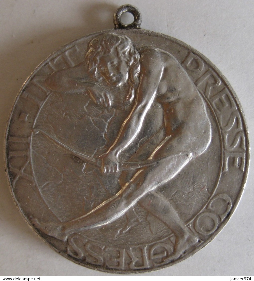 Médaille XII Int Presse Congress – Berlin 1908. Femme Nue Et Ourse - Autres & Non Classés