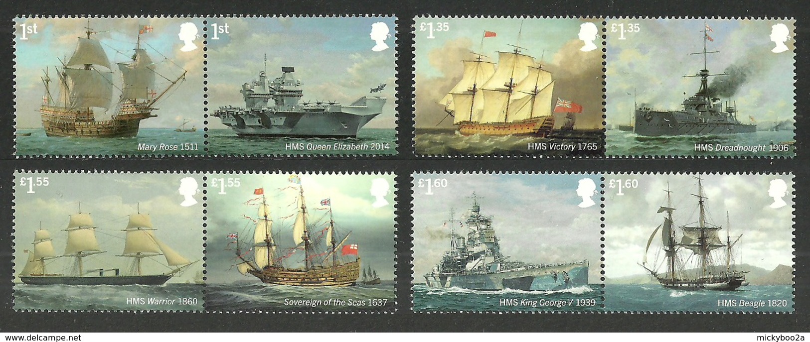 GB 2019 ROYAL NAVY SHIPS MILITARY VICTORY BEAGLE MARY ROSE SET MNH - Unused Stamps