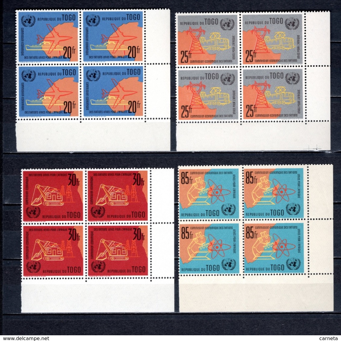 TOGO N° 340 à 343 BLOCS DE QUATRE   NEUFS SANS CHARNIERE COTE  18.00€  NATIONS UNIES - Togo (1960-...)