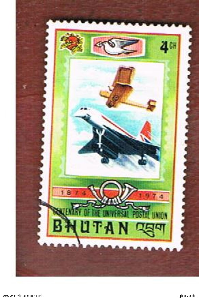 BHUTAN  -  SG 286 - 1974  U.P.U. CENTENARY (AIRPLANES: CONCORDE, VICKERS)   - USED - Bhutan