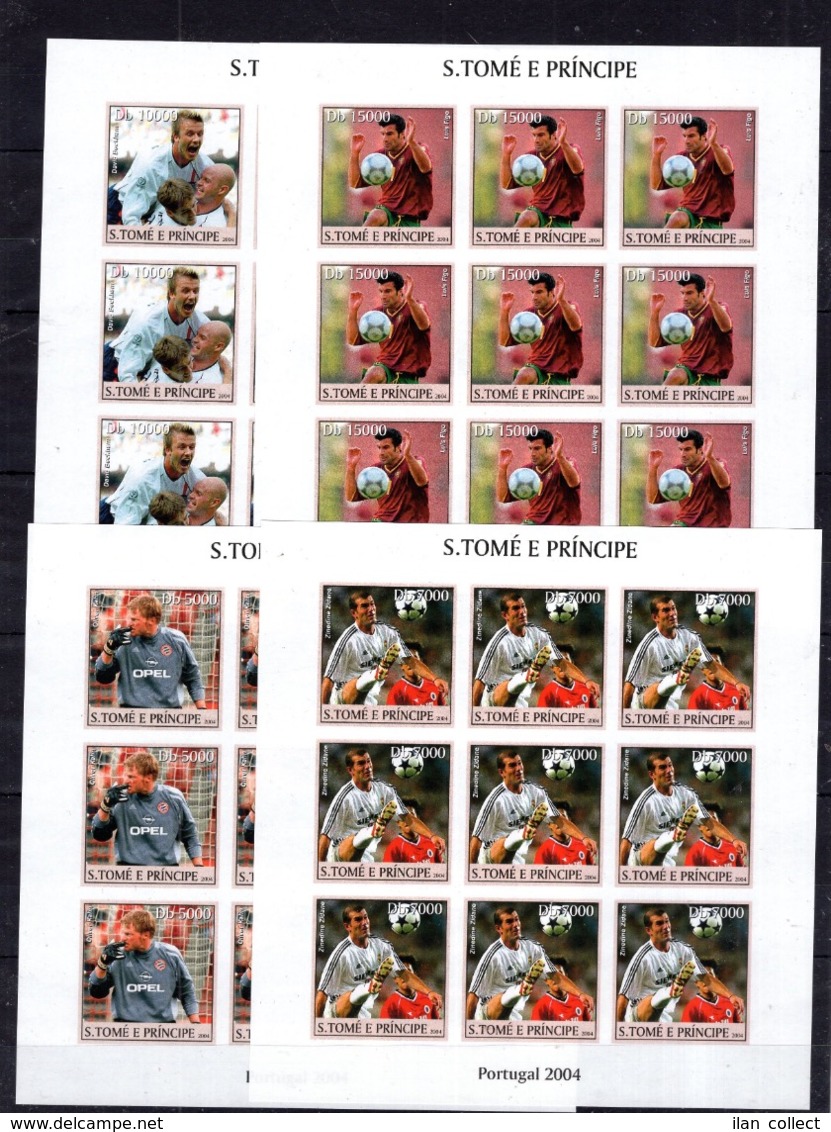 9x Sao Tome 2004 - Football Figo Beckhem Zidane  Postage Imperf Stamps- MNH**AF2 - Other & Unclassified