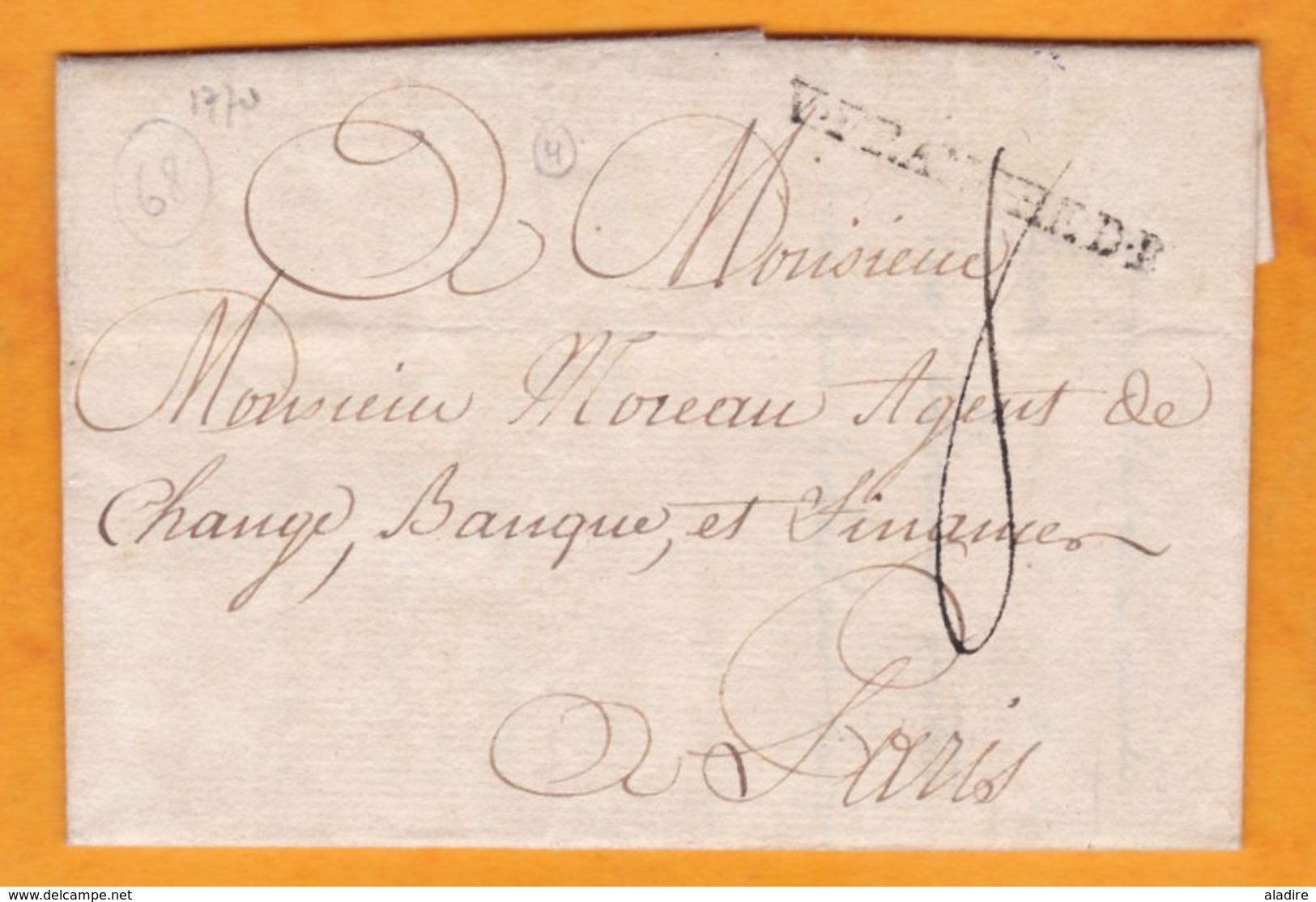 1770 - Lettre Précurseur Pliée Avec Corresp 2 Pages De Villefranche De Beaujolais Vers Paris - Règne De Louis XV - 1701-1800: Precursors XVIII
