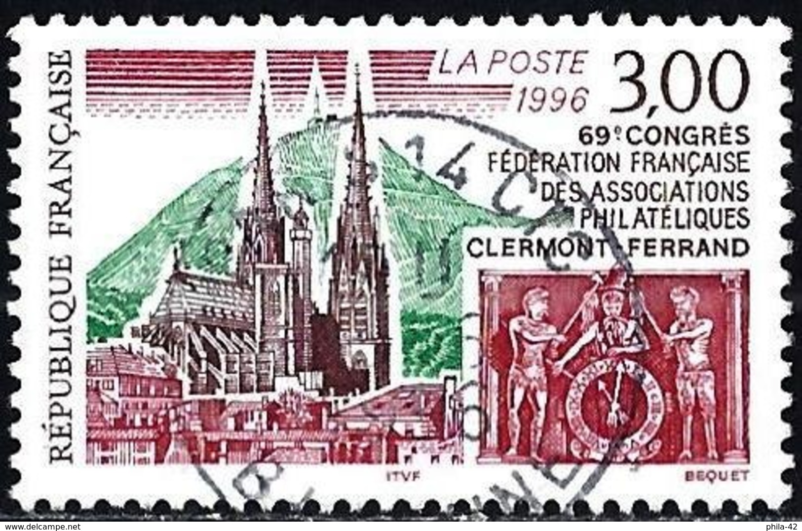 France 1996 - Mi 3152 - YT 3004  ( Cathedral Of Clermont Ferrand ) - Oblitérés