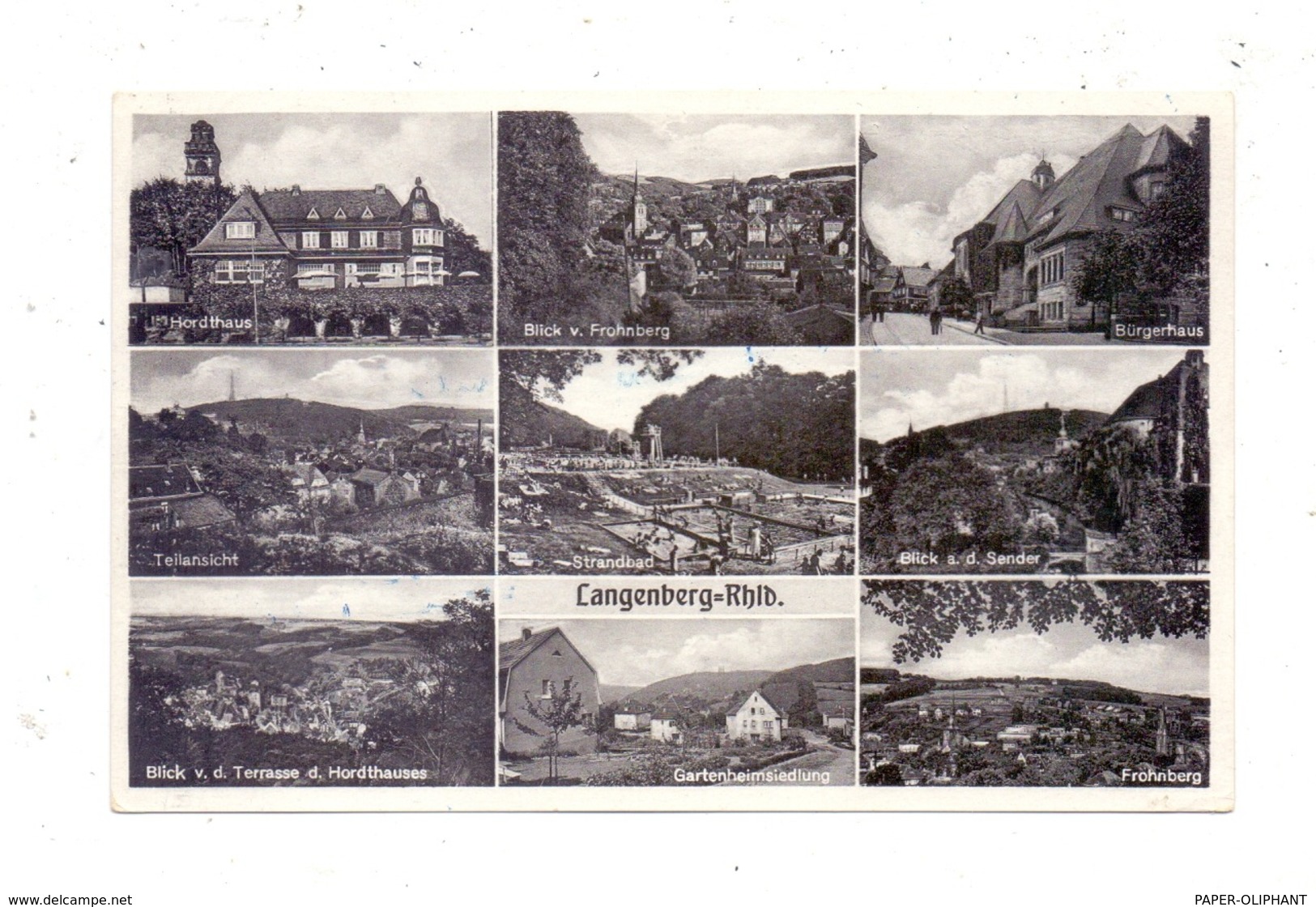 5620 VELBERT - LANGENBERG, Strandbad, Gartenheimsiedlung, Hordthaus, Bürgerhaus...1950 - Velbert