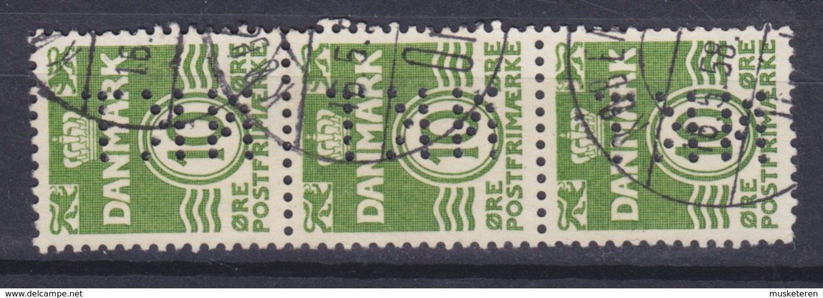 Denmark Perfin Perforé Lochung (N32) 'NKT' Nordisk Kabel- Og Traadfabriker, København 3-Stripe (2 Scans) - Abarten Und Kuriositäten