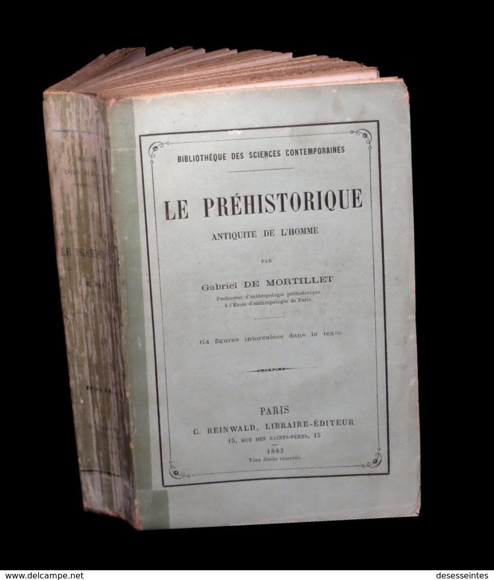 [PALEONTOLOGIE ANTHROPOLOGIE GEOLOGIE] MORTILLET (Gabriel De) - Le Préhistorique. - 1801-1900