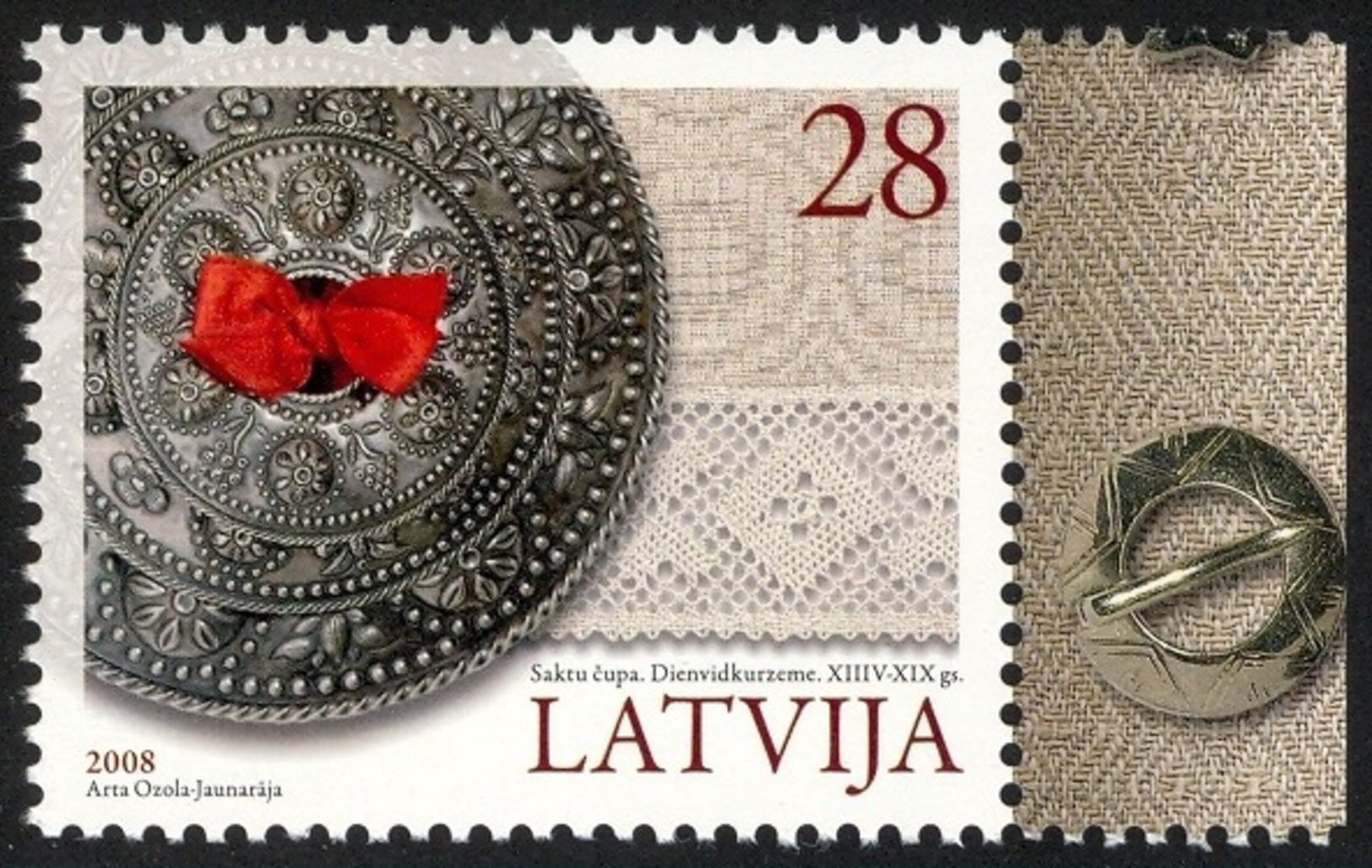 Latvia 2008 - Bobbin Lace In The Background, Dentelle, MNH - Letonia