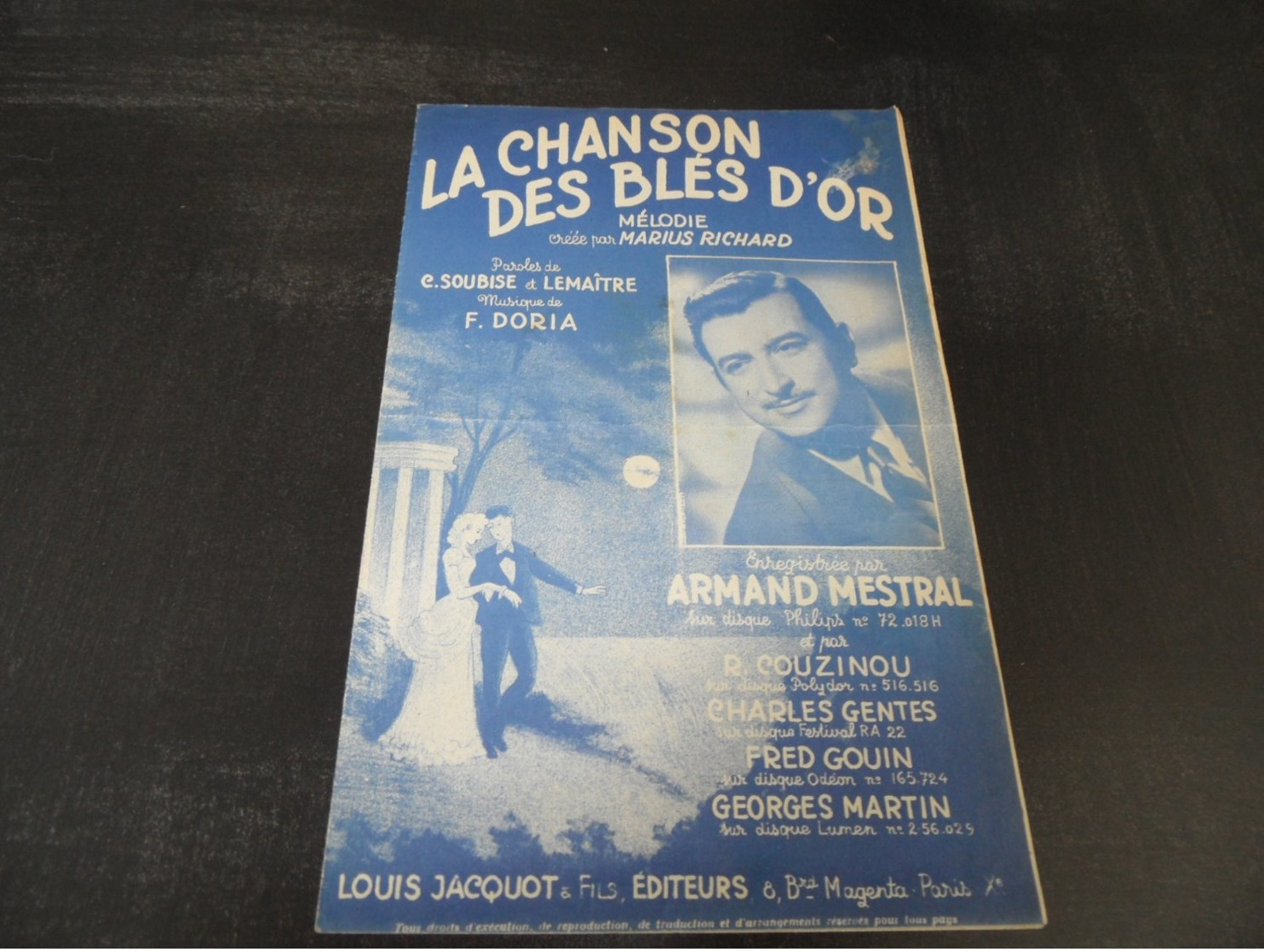 PARTITION LA CHANSON DES BLES D'OR ARMAND MESTRAL LOUIS JACQUOT EDITEURS - Partitions Musicales Anciennes