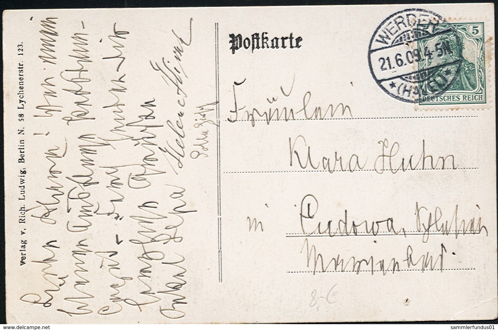 AK/CP Ferch  Dampferstation   Gel./circ. 1909  Erhaltung/Cond. 2- , 2 Nadellöcher  Nr. 00882 - Ferch