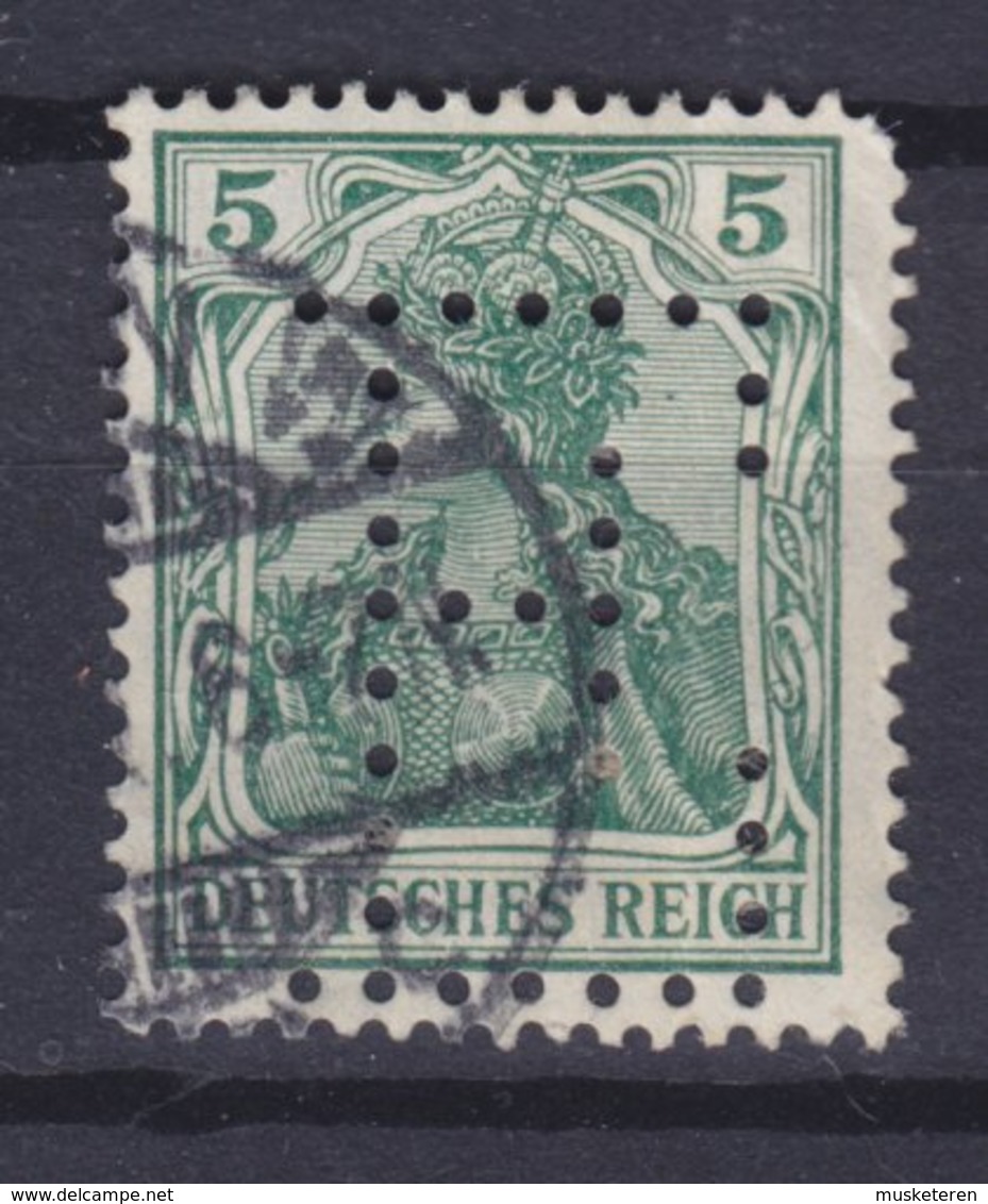 Deutsches Reich Perfin Perforé Lochung BIG 'E' 5 Pf. Germania BERLIN W. Cancel (2 Scans) - Abarten & Kuriositäten