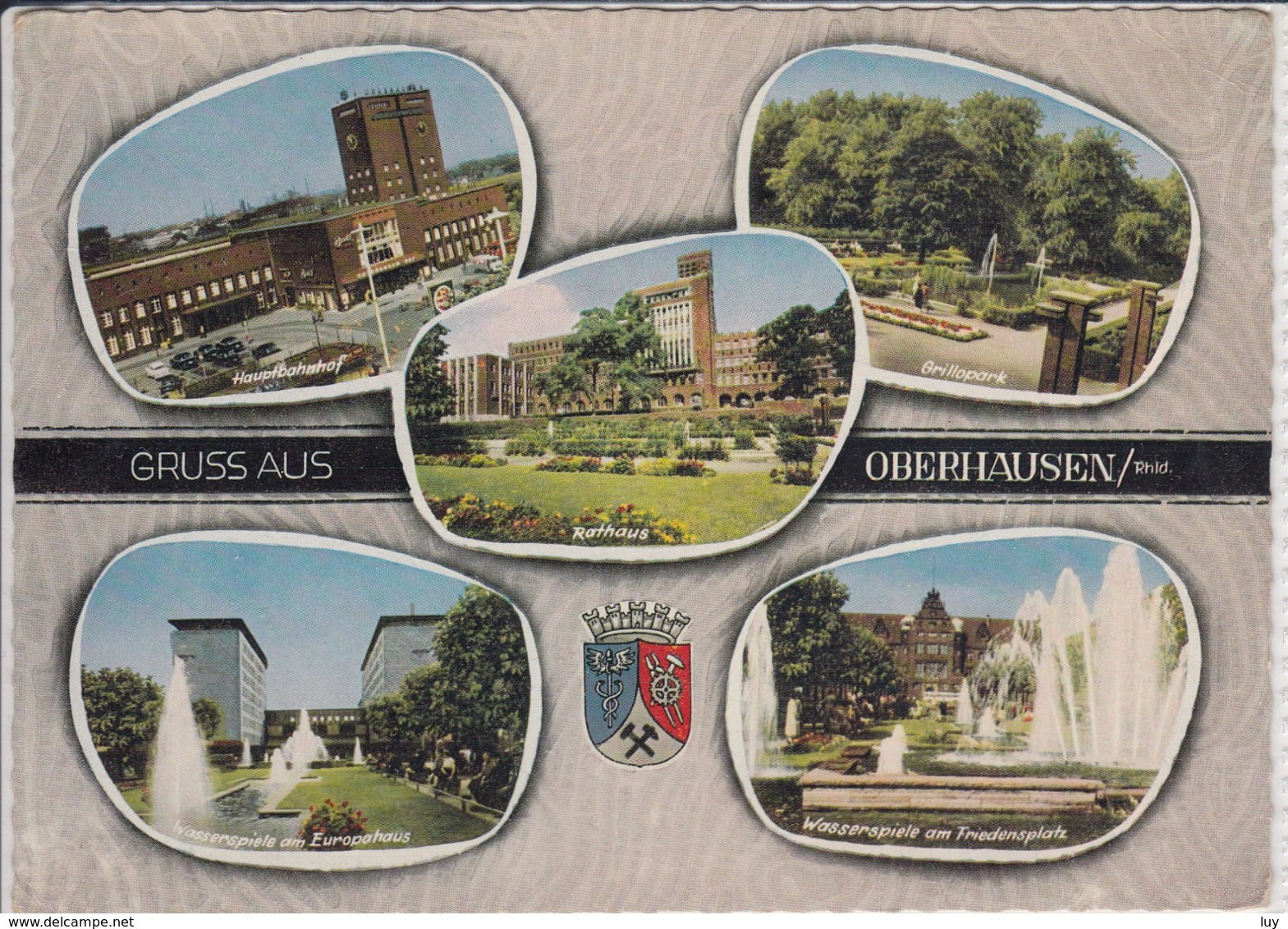 Gruss Aus OBERHAUSEN; Mehrbildkarte Mit Hauptbahnhof, Grillopark; Wasserspiele Am Europahaus Und Am Friedensplatz - Oberhausen