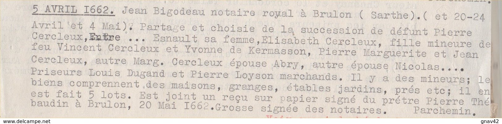 Brulon Sarthe petit parchemin de 12 pages et 1 petit papier à l'intérieur Dimension d'une page 20 cm X 16 cm