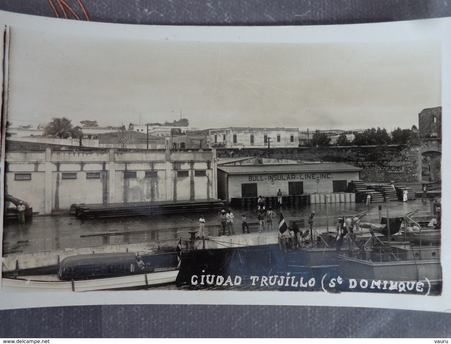 SAINT DOMINGUE CIUDAD TRUJILLO CARTE PHOTO N°4 VUE DU PORT PRISE DU PAQUEBOT FLANDRE - Dominicaine (République)