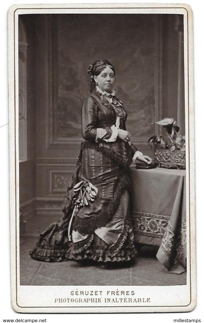 Photo CDV Portrait De Femme - Fin 19e - Phot. Inaltérable Au Charbon Géruzet Frères Bruxelles - Oud (voor 1900)