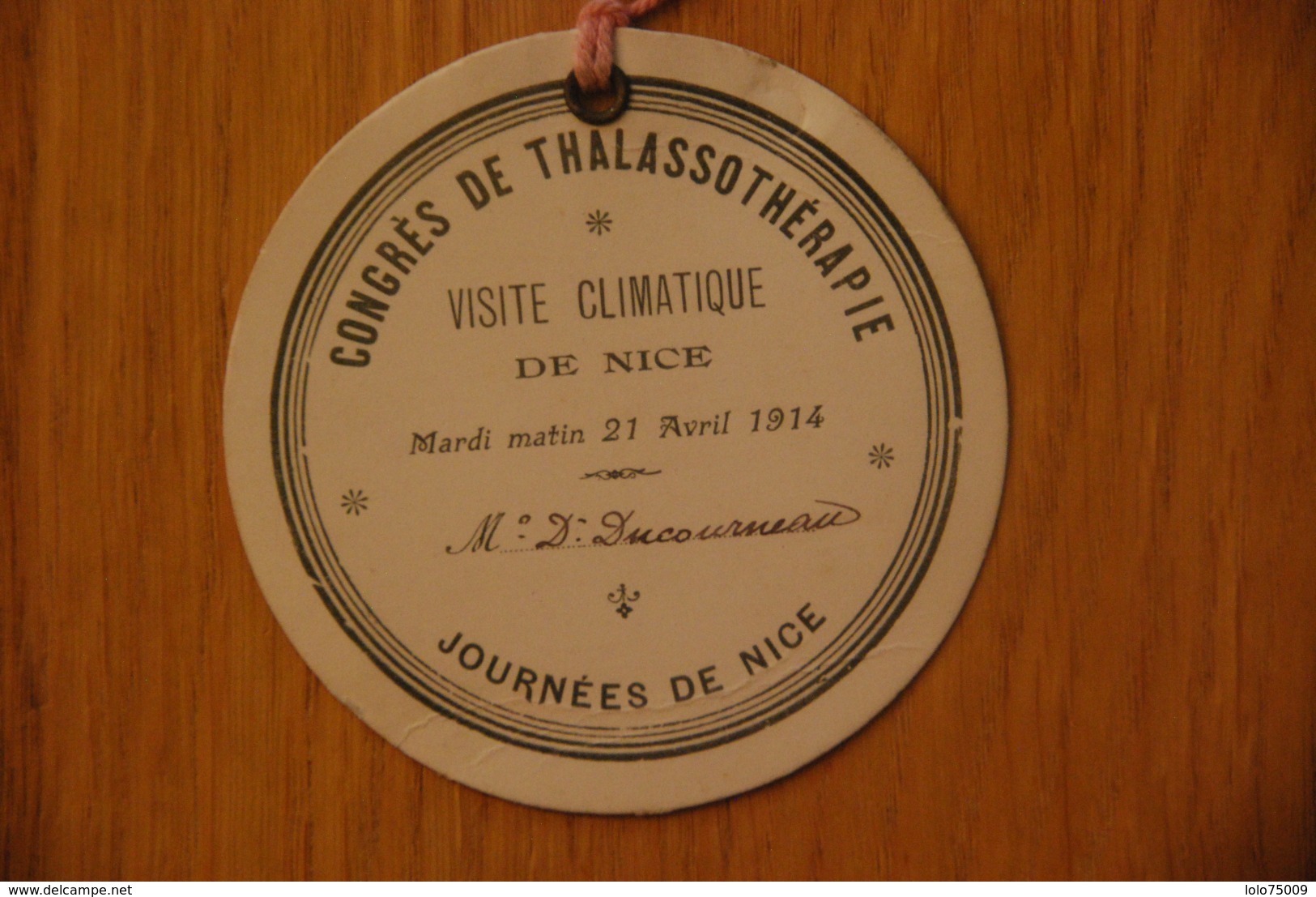Carte Nominative - Congres De Thalassotherapie Nice 1914 - Documents Historiques