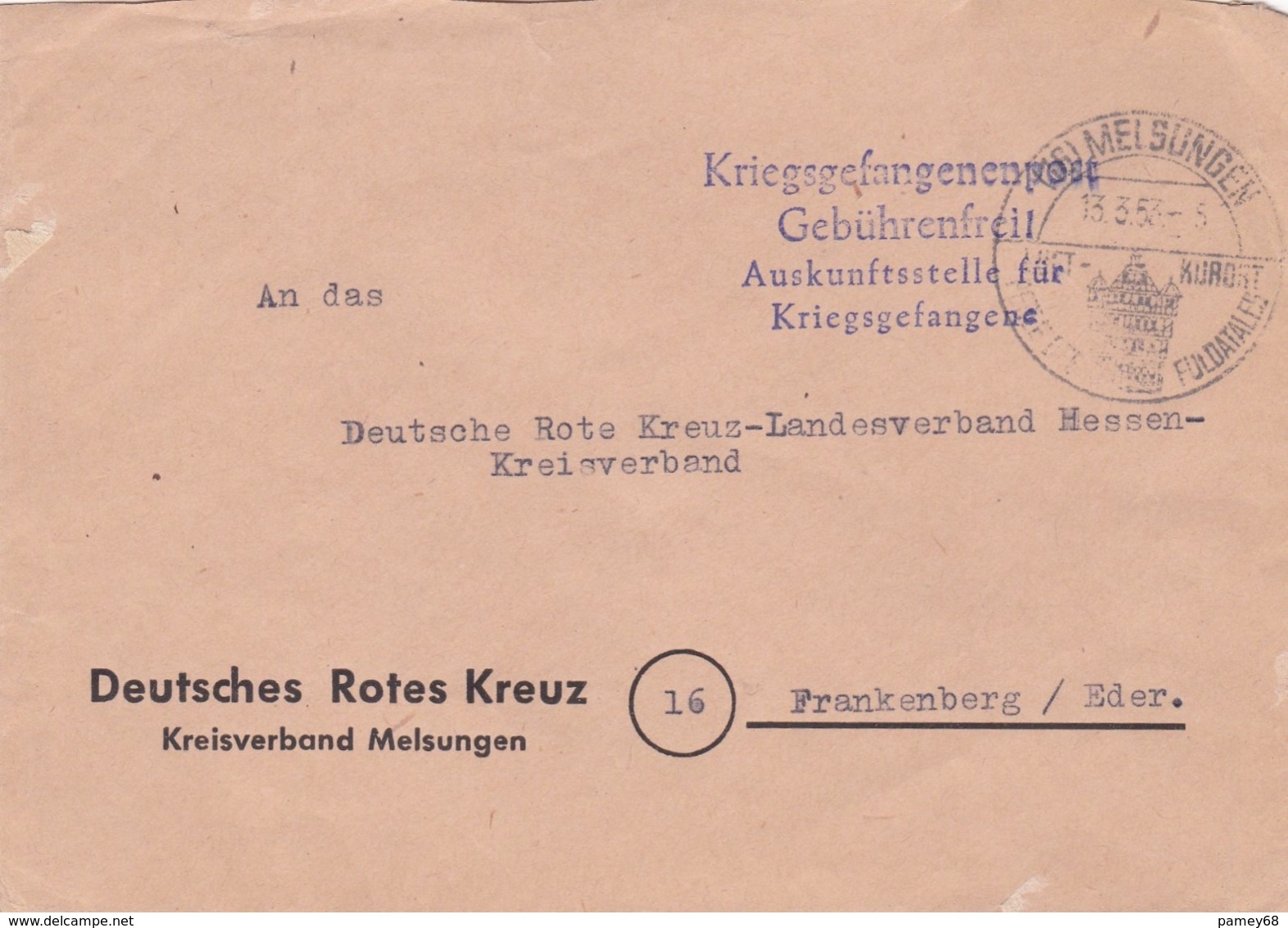 Lettre Prisonniers De Guerre 13.05.1953 Croix Rouge Allemande - Altri & Non Classificati