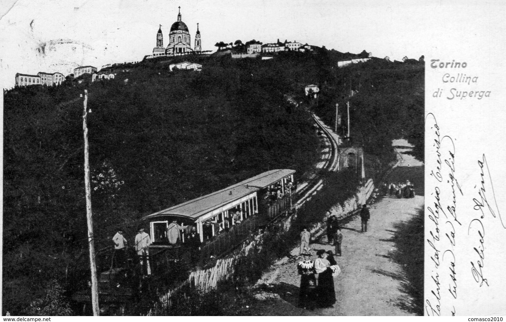 CARTOLINA DI TORINO COLLINA DI SUPERGA VIAGGIATA ANNO 1900 - Trasporti