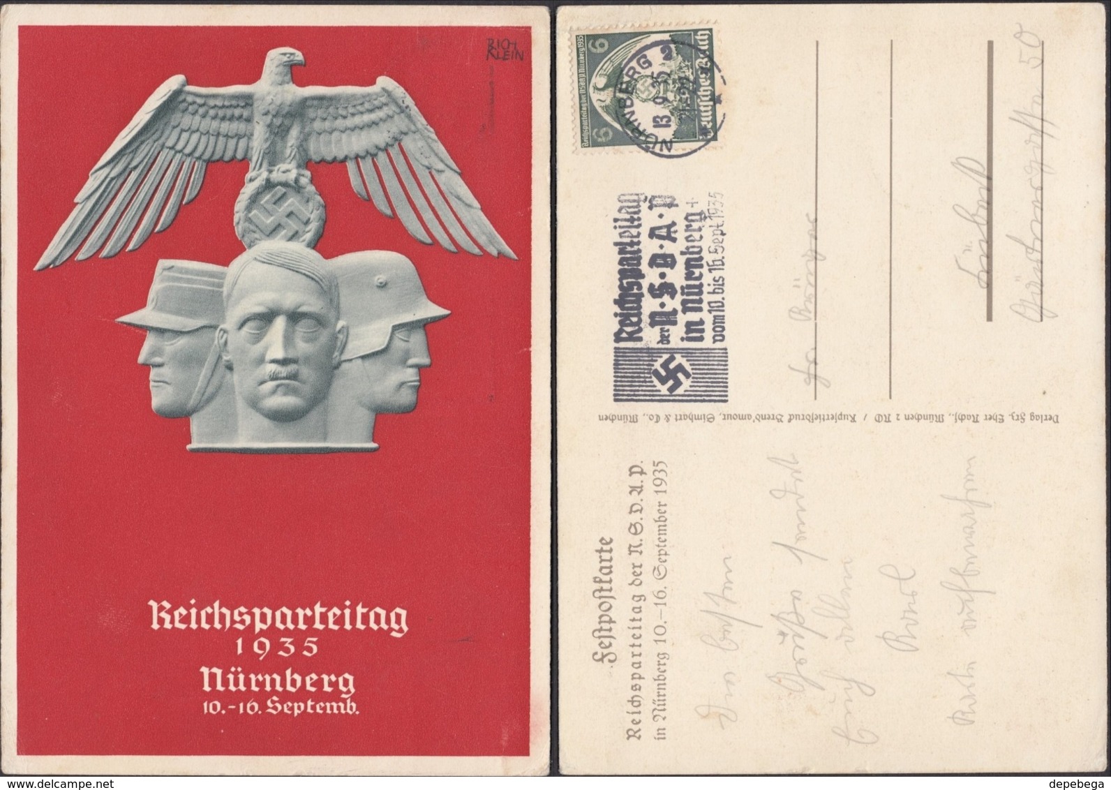 Germany - Festpostkarte Reichsparteitag Der NSDAP Mit Parteitags-Sondermarke U. Werbestempel, Nürnberg 13.9.1935. - Lettres & Documents