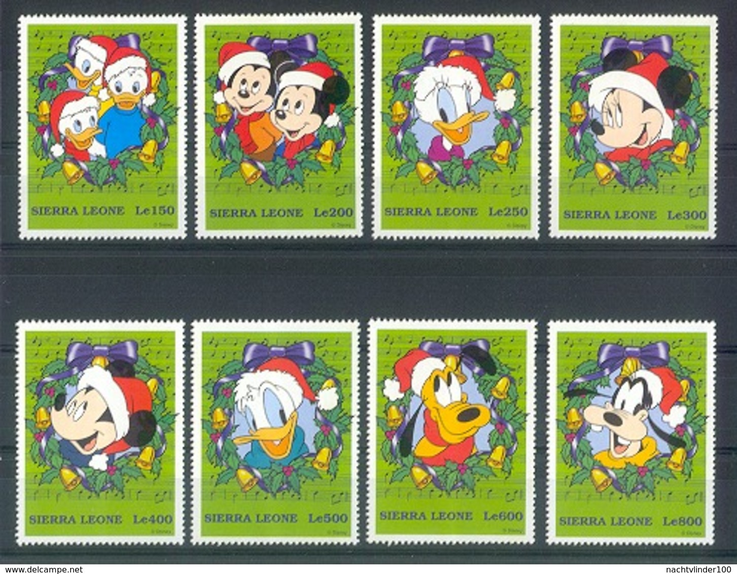 NfeA374 WALT DISNEY DONALD PLUTO MICKEY GOOFY CHRISTMAS HOND DOG MUSIC NOTES SIERRA LEONE 1997 PF/MNH # - Disney