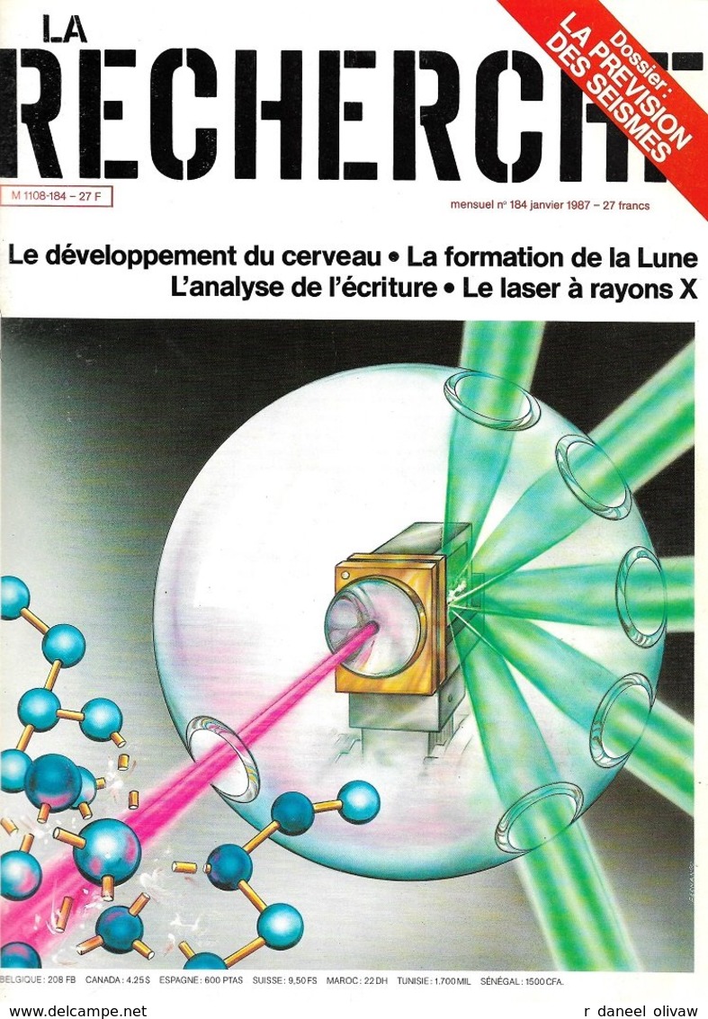 La Recherche N° 184 - Janvier 1987 (TBE+) - Scienza
