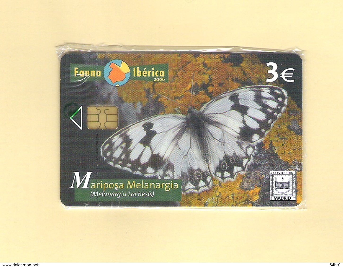 CHIPCARD SPAIN SERIE FAUNA IBÉRICA "MARIPOSA MELANARGIA"  P583 - EX: 4000 - MINT/SEALED - Emisiones Privadas