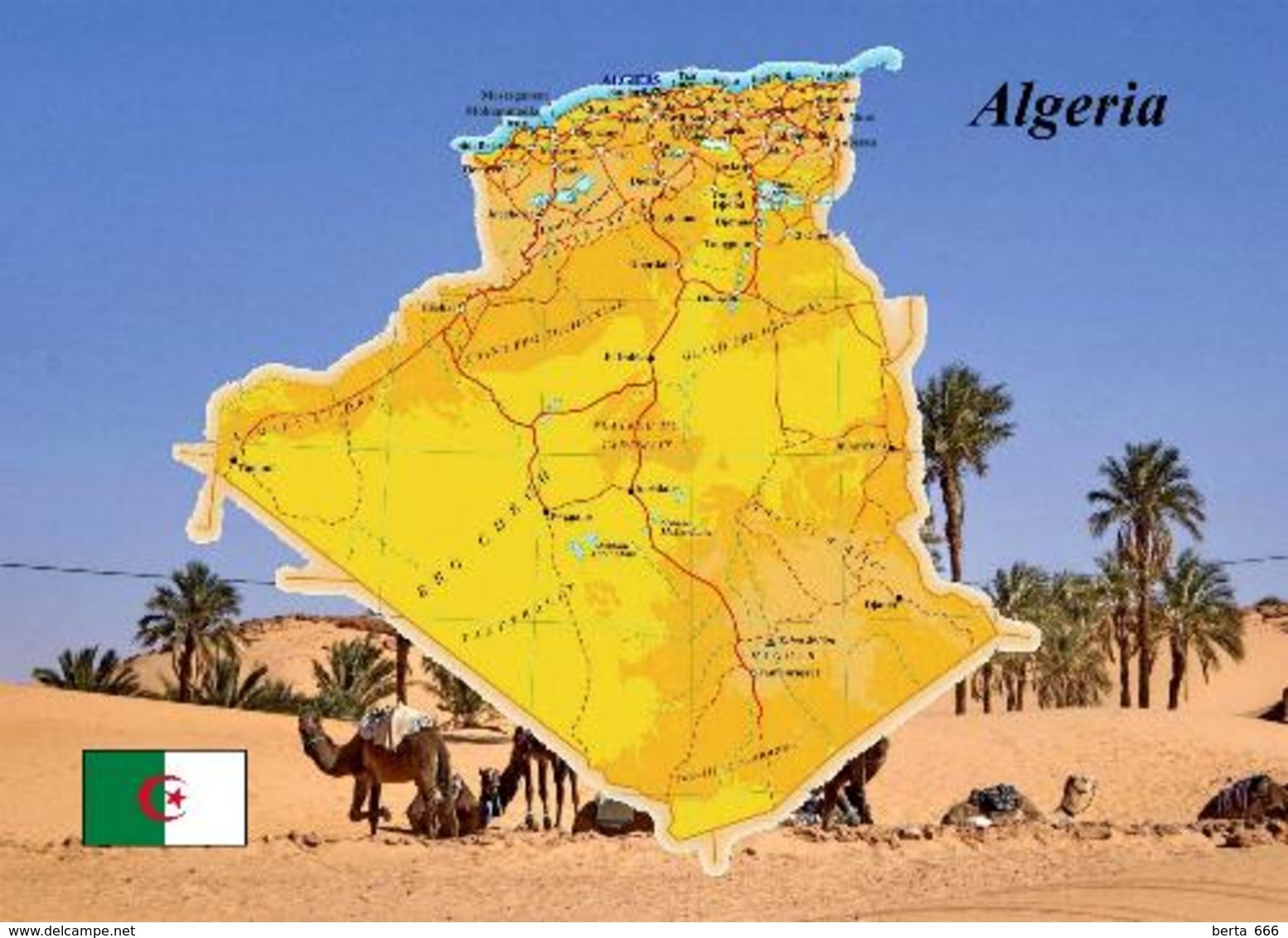 Algeria Country Map New Postcard Algerien Landkarte AK - Andere & Zonder Classificatie