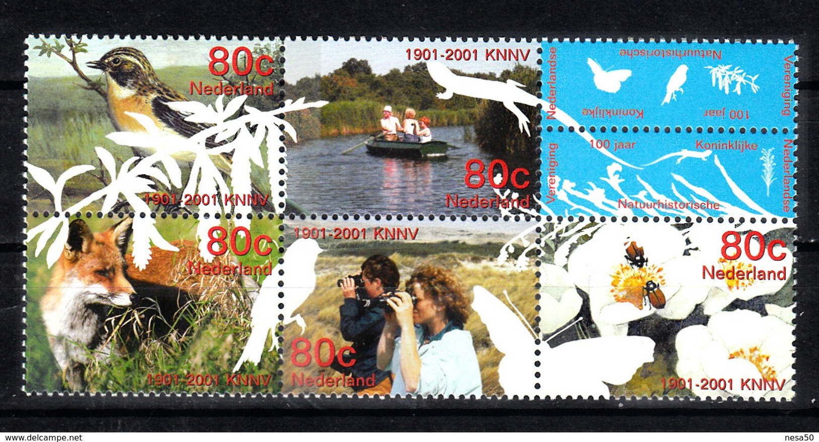 Nederland 2001 Nvph Nr 1952 - 1956, Mi Nr 1856 - 1860, Hart Voor De Natuur, Vogel, Bird, Vos, Fox - Nuovi