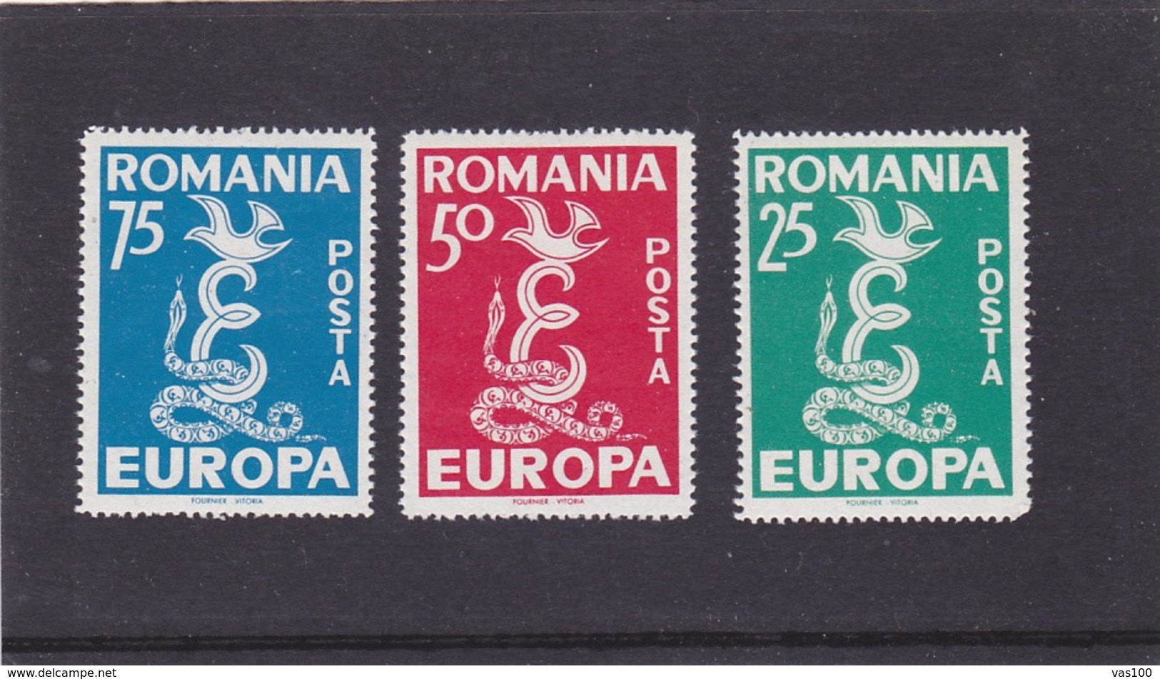EUROPA CEPT, FREE ROMANIA, EXILE IN SPAIN, FULL SETS PERFORATED,MNH, 1958, ROMANIA - 1958