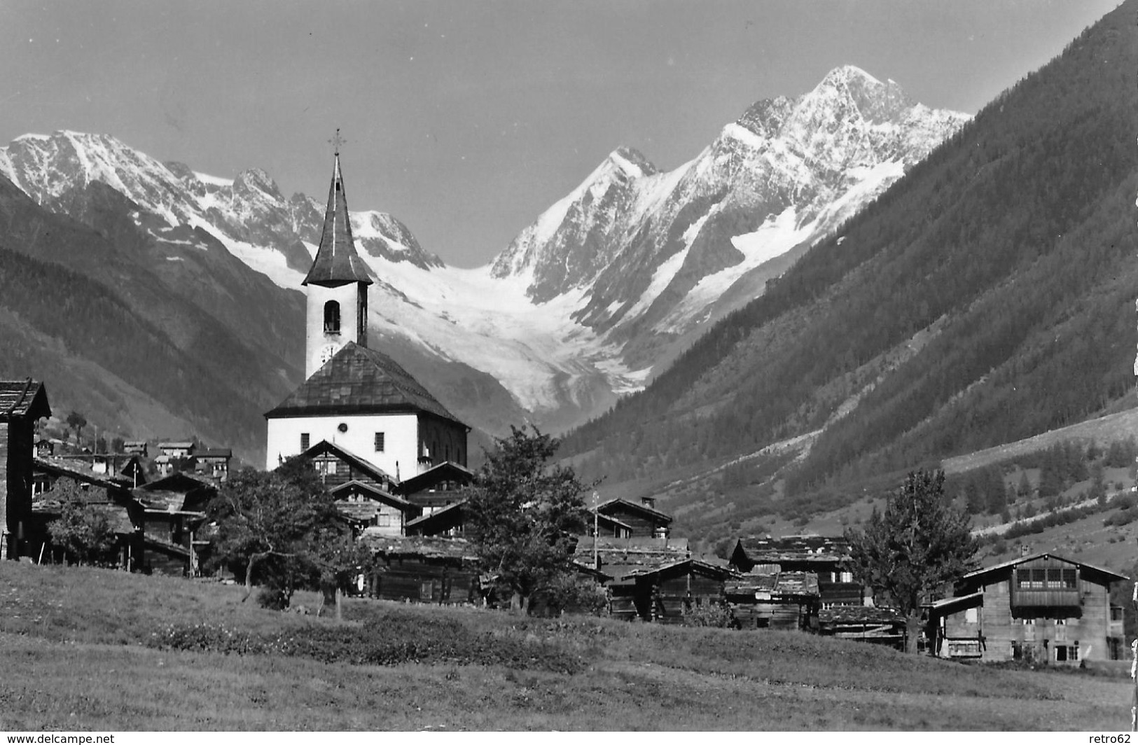 KIPPEL → Dorfpartie Bei Der Kirche Mit Langgletscher, Ca.1950 - Kippel