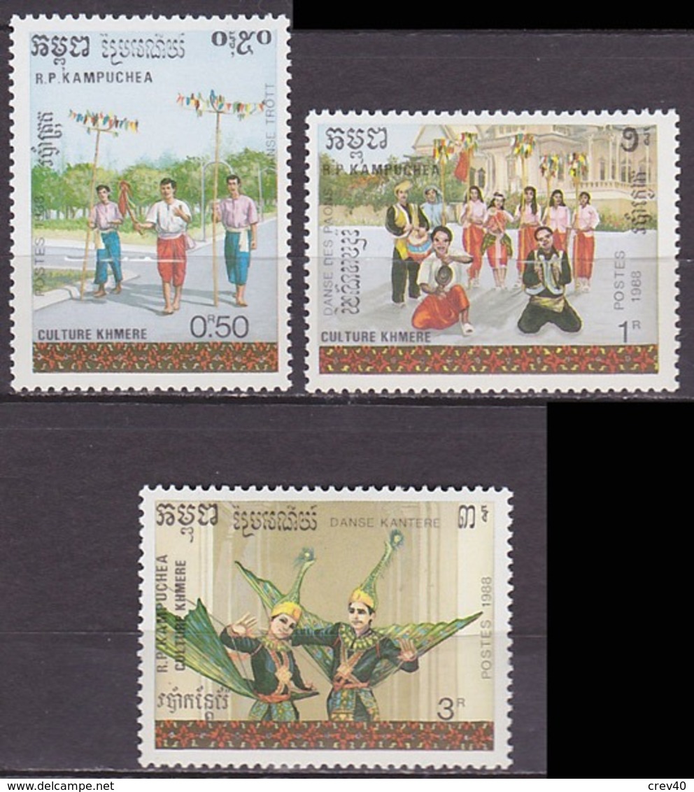 Série De 3 TP Neufs ** N° 806/808(Yvert) Kampuchea 1988 - Culture Khmère - Kampuchea